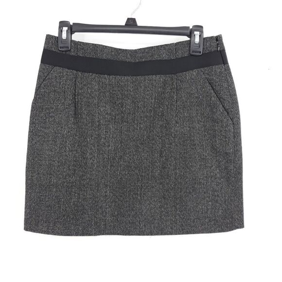 The Limited Schoolgirl Tweed Ribbon Detailing Mini Skirt Pockets Black Sz 2 - Picture 1 of 12